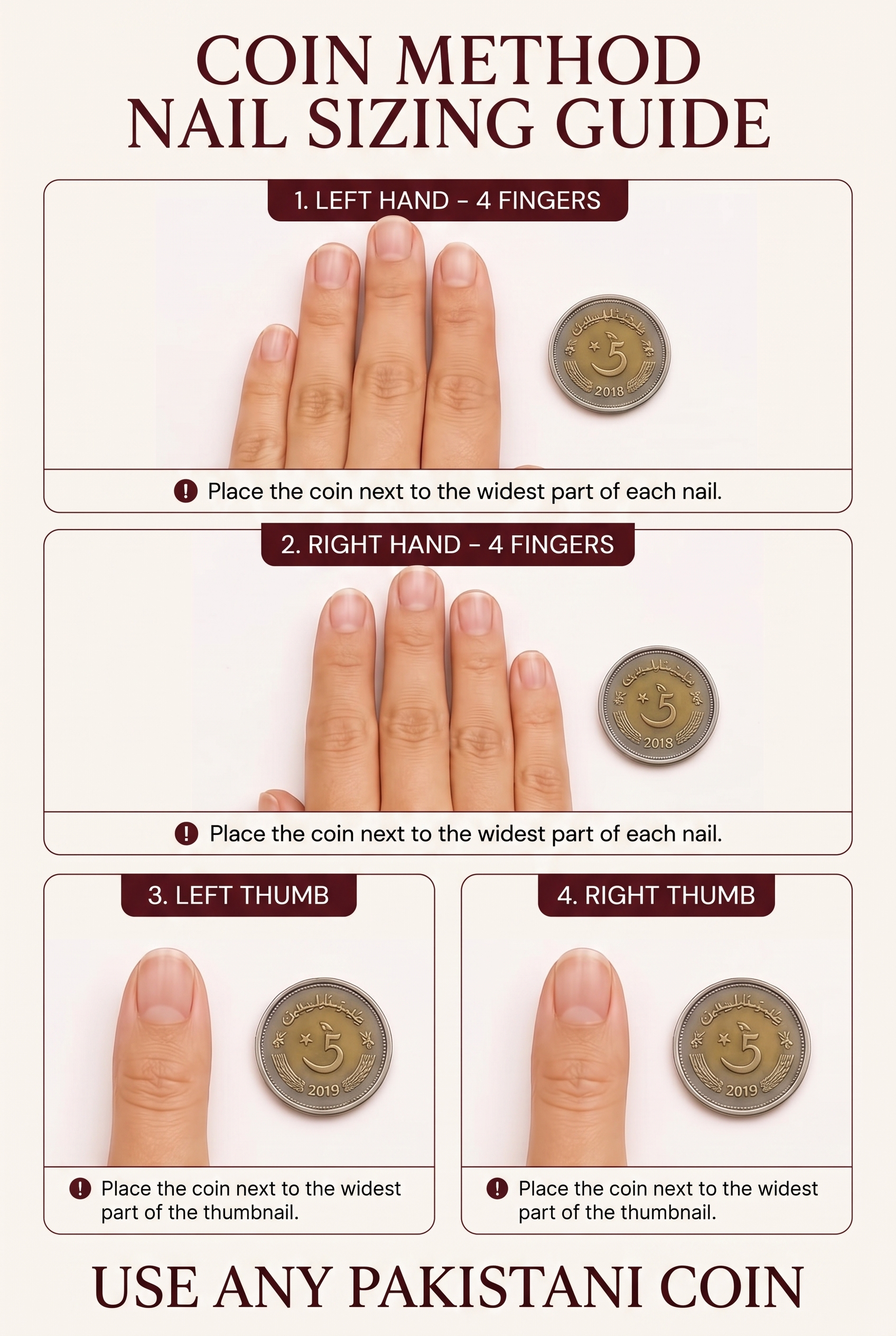 Coin scale nail measurement method